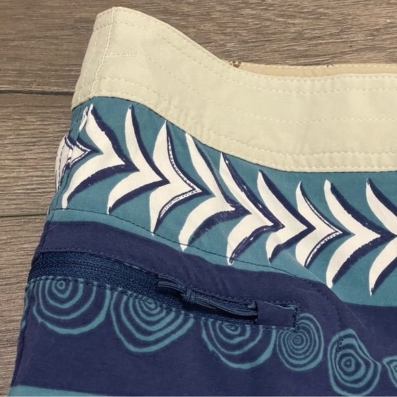 Patagonia Men Swim Trunks Stretch Wavefarer Board Shorts Tree Rings Blue Sz 40 - Picture 4 of 8